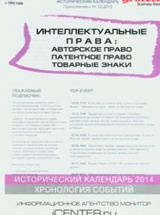 ИСТОРИЧЕСКИЙ КАЛЕНДАРЬ Приложение к № 12.2013